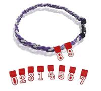 Two Color Three Braided Rope Baseball Necklace, Tornado Design Baseball Necklace with Number Pendant for Boys and Athletes (Purple-White,Black numbers)