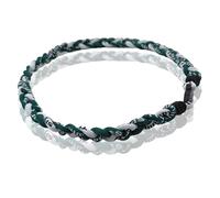 Two Color Three Braided Rope Baseball Necklace, Tornado Design Baseball Necklace with Number Pendant for Boys and Athletes (Green-White,No numbers)