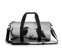 Two Crows on The Branch of Old Tree - Bolsa de viaje para gimnasio para mujeres y hombres, bolsa de lona cilíndrica, bolsa de entrenamiento deportiva con correa para el hombro