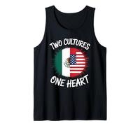 Two Cultures One Heart USA México Flag Unity Art Mujeres Hombres Camiseta sin Mangas