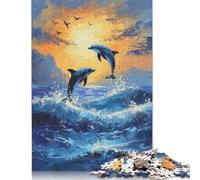 Two Dolphin Jumping Puzzles Imposible,desafío for Adults Juego Educativo 1000 Piezas Obra De Arte De Juego De para Adultos Y Niños A Partir De 12 Años 1000pcs (38x26cm)