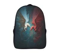 Two Dragóns Spread Their Wings And Soar, One White And One Red Bolsas Niños Con Diseño Transpirable Y Cremallera Mochila Escolar Estudiantes Adolescentes Chicos Chicas 16 inch