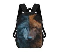 Two-faced Wolf with Blue And Orange Fur Mochilas Infantiles Mochila Escolar Impresa En 3D Para Niños Mochilas De Viaje Bolsas Para Libros Para Niños 17inch Mochila Escolar