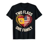 Two Flags One Family Spain USA Heart Spanish Roots American Camiseta