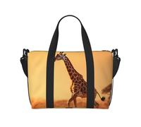 Two Giraffe Running on The Barren - Bolso cruzado para viajes, fin de semana, durante la noche, bolsa de deporte, gimnasio, color negro, talla única, Black, Talla única