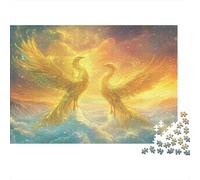 Two Golden Fénixes Rompecabezas para Adultos |Colorido Sea of Clouds| De Diversión Familiar 1000pcs (75x50cm)