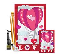 Two Group Kit de globos de amor para primavera, San Valentín, corazón feliz, pareja, romántico, febrero, día festivo, decoración para patio, regalo de doble cara, juego de banderas de casa y jardín