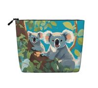 Two Happy Koalas - Bolsa de maquillaje de una sola capa de lino sintético resistente al agua con cierre de cremallera para tus necesidades diarias o de viaje, Black, Talla única