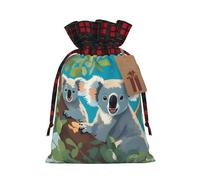 Two Happy Koalas Holiday Printed Drawstring Pouch M para fiestas, bodas y festivales, poliéster ligero