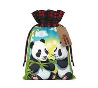 Two Happy Pandas - Bolsa con cordón para fiestas, bodas y festivales, poliéster ligero