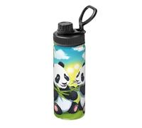 Two Happy Pandas - Botella de agua de acero inoxidable impresa, 18 onzas, taza aislada de larga duración para correr, senderismo, ciclismo y montañismo