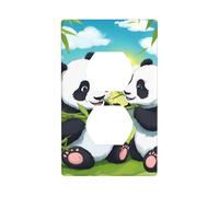 Two Happy Pandas - Kit de panel de pared dúplex de 11,4 x 7 cm, cubierta de enchufe de toma de corriente para interruptor de luz, (1 pieza).