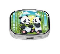 Two Happy Pandas - Organizador de pastillas de viaje con 2 compartimentos, mini pastillero portátil, caja de almacenamiento de medicamentos y vitaminas