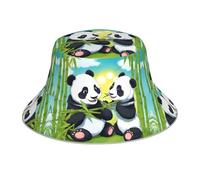 Two Happy Pandas - Sombrero de pescador reflectante para adultos, adecuado para viajes, senderismo y picnic, color negro