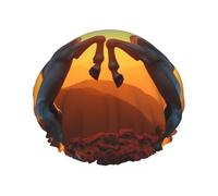 Two Horses Sun - Gorro de ducha reutilizable impermeable para mujer, cubierta elástica para el pelo, para baño, spa, viajes y uso diario