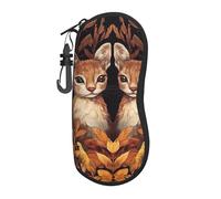 Two Little Animals Are In The Golden Flower Bed - Funda de neopreno suave para gafas de sol con cremallera, duradera, portátil, para hombres y mujeres