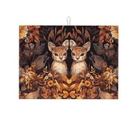 Two Little Animals are in The Golden Flower Bed - Tapete grande de microfibra para escurrir platos, reutilizable, lavable, para accesorios de cocina, 45,7 x 60,9 cm