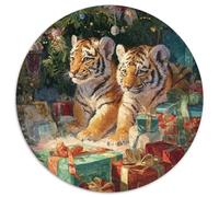 Two Little Tigres Puzzles 1000 Piezas Animales Lindos Puzzle Redondo para Adultos Y Niños Rompecabezas Imposible Mejor Regalo 1000pcs (67.5x67.5cm)