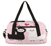 Two Llamas Alpaca Girls Dance Duffle Bag, Love Red Heart Kids Small Overnight Weekender Carry On Travel Bag Gym Sports Bag, Dos Llamas Alpaca, 18.4L x 7.8W x 9.4