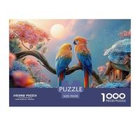 Two Parrots on A Branch 1000 Pcs Cartón Fuerte Rompecabezas Floral Birds Liberador De Estrés Juego Creativo Puzzle para Adultos Y Niños 70x50cm/1000pcs