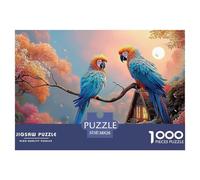 Two Parrots on A Branch 1000 Pcs Cartón Fuerte Rompecabezas Floral Birds Liberador De Estrés Juego Creativo Puzzle para Niños Pequeños 38x26cm/1000pcs