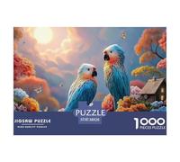 Two Parrots on A Branch 1000 Pcs Cartón Rompecabezas Floral Birds Imposible, Difícil Juego Familiar Puzzle para Adultos Y Niños 38x26cm/1000pcs