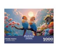 Two Parrots on A Branch 1000 Piezas Cartón Fuerte Rompecabezas Floral Birds Liberador De Estrés Juego Familiar Puzzle para Adultos Y Niños 38x26cm/1000pcs