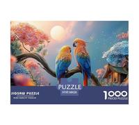 Two Parrots on A Branch 1000 Piezas Cartón Rompecabezas Floral Birds Imposible, Difícil Juego Creativo Puzzle para Niños Pequeños 38x26cm/1000pcs