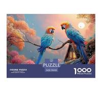Two Parrots on A Branch 1000 Piezas Papel Ecológico Rompecabezas Floral Birds Imágenes Vibrantes Juego Familiar Puzzle para Adultos Y Niños 70x50cm/1000pcs
