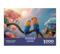 Two Parrots on A Branch 1000 Piezas Papel Ecológico Rompecabezas Floral Birds Imposible, Difícil Juego Creativo Puzzle Juego De Desafío Difícil 52x38cm/1000pcs