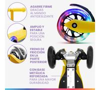 TWO Patinete para niños A partir de 5 años Ruedas led Hasta 80 kg Plegable Altura regulable Fun pro