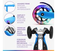 TWO Patinete para niños A partir de 5 años Ruedas led Hasta 80 kg Plegable Altura regulable Fun pro