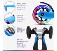 TWO Patinete para niños A partir de 5 años Ruedas led Hasta 80 kg Plegable Altura regulable Fun pro