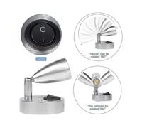 Two Pieces 3 Watt 12 Volt LED Reading Lights for Boat Caravan Motorhome Car with On Off Switch Warm White Light 3000K 220 Lumens Silver Aluminum