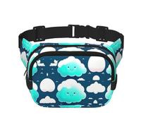 Two shy clouds - Riñonera cuadrada de doble capa con correa ajustable para actividades al aire libre, color negro, talla única, Black, Talla única