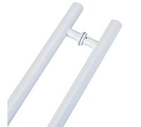 Two-Sided Door Hardware Set for Wooden Glass Metal Door,Round Anti-Rust, Fingerprint Resistant Handle Grip, 20/23.5/31.5/39/47/59 in Long(White,100cm/39 3/8-70cm)