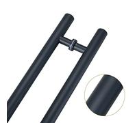 Two-Sided Door Hardware Set for Wooden Glass Metal Door,Round Anti-Rust, Fingerprint Resistant Handle Grip, 20/23.5/31.5/39/47/59 in Long(Dark Grey,80cm/31 1/2"-60cm)