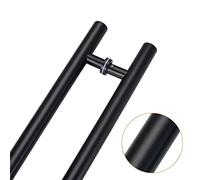 Two-Sided Door Hardware Set for Wooden Glass Metal Door,Round Anti-Rust, Fingerprint Resistant Handle Grip, 20/23.5/31.5/39/47/59 in Long(Black,120cm/47 1/4"-90cm)