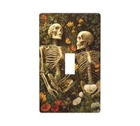 Two Skeletons Lie in Lush Grass Wildflowers - Cubierta decorativa para interruptor de luz, 1 interruptor, placa de pared para cocina, granja, dormitorio, baño, decoración artística