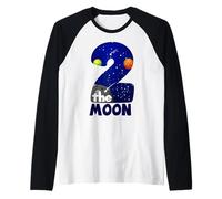Two The Moon Big 2 Stars Planets - Espacio para el Segundo cumpleaños Camiseta Manga Raglan