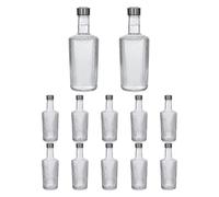 TWO TIGERS Botella de Cristal para Agua 1 Litro. Pack 12 Botellas con Tapón de Acero. Botella Reutilizable, Grande, Transparente y Resistente. Apta para Nevera y Lavavajillas (Milán)