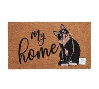 TWO TIGERS Felpudo de Coco Natural con Base Antideslizante, Absorbente para la Entrada de casa, Puerta Exterior o Pasillo. 3 tamaños y Varios diseños Disponibles (Rectangular 80x45cm, Gato My Home)