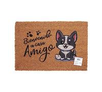 TWO TIGERS Felpudo de Coco Natural con Base Antideslizante, Absorbente para la Entrada de casa, Puerta Exterior o Pasillo. 3 tamaños y Varios diseños Disponibles (Rectangular 60x40cm, Perro Amigo)