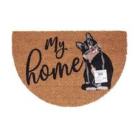 TWO TIGERS Felpudo de Coco Natural con Base Antideslizante, Absorbente para la Entrada de casa, Puerta Exterior o Pasillo. 3 tamaños y Varios diseños Disponibles (Semiluna 60x40cm, Gato My Home)