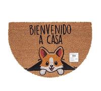 TWO TIGERS Felpudo de Coco Natural con Base Antideslizante, Absorbente para la Entrada de casa, Puerta Exterior o Pasillo. 3 tamaños y Varios diseños Disponibles (Semiluna 60x40cm, Bienvenido a casa)