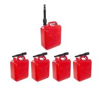 Two Tigers | Garrafa De Gasolina Roja 10 Litros | Pack 5 Unidades | Con Tapón y Manguera Agarre Ergonómico | Bidón Combustible Resistente Para Coche Moto Generador Cortacésped Taller Jardín y Exterior