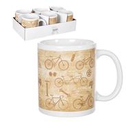 TWO TIGERS Pack 6 Tazas de Cerámica. Varios Modelos a Elegir. Taza Blanca, Gatos, Perros, Ciudades. Tazón Desayuno, Café, Infusiones. Aptas para Lavavajillas y Microondas (Bicis)