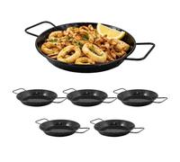 TWO TIGERS Paella Esmaltada | Pack 6 | 22x34x4cm | Paellera Valenciana de Acero | Raciones Individuales Mini Paellas Tapas Arroces | Paellas Grandes | Hostelería Bar Restaurantes Hoteles (22cm (6Ud))