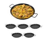 TWO TIGERS Paella Esmaltada | Pack 6 | 34x45x4cm | Paellera Valenciana de Acero | Raciones Individuales Mini Paellas Tapas Arroces | Paellas Grandes | Hostelería Bar Restaurantes Hoteles (34cm (6Ud))