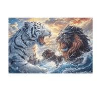 Two Tigres Puzzle 1000 Piezas Cartón Blanco Premium para Coleccionistas Entrenamiento Memoria Hobby Colección Regalo Original 1000 PCS/75x50cm